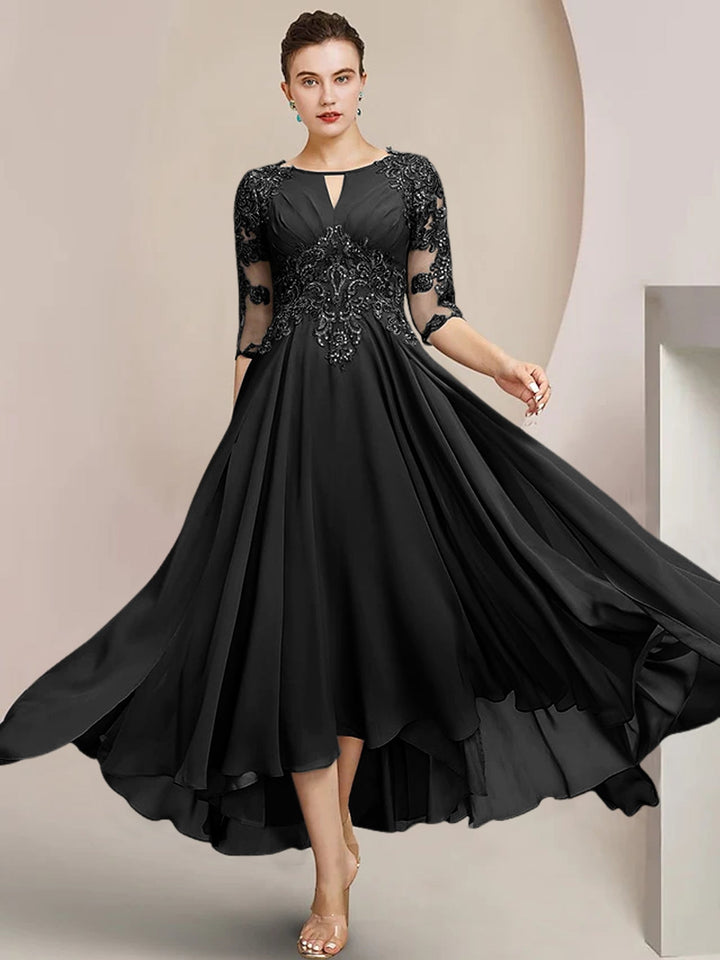 Scoop Neck Tea-Length A-Line Mother of the Bride Princess Dress Scoop Neck Tea-Length A-Line Mother of the Bride Princess Dress