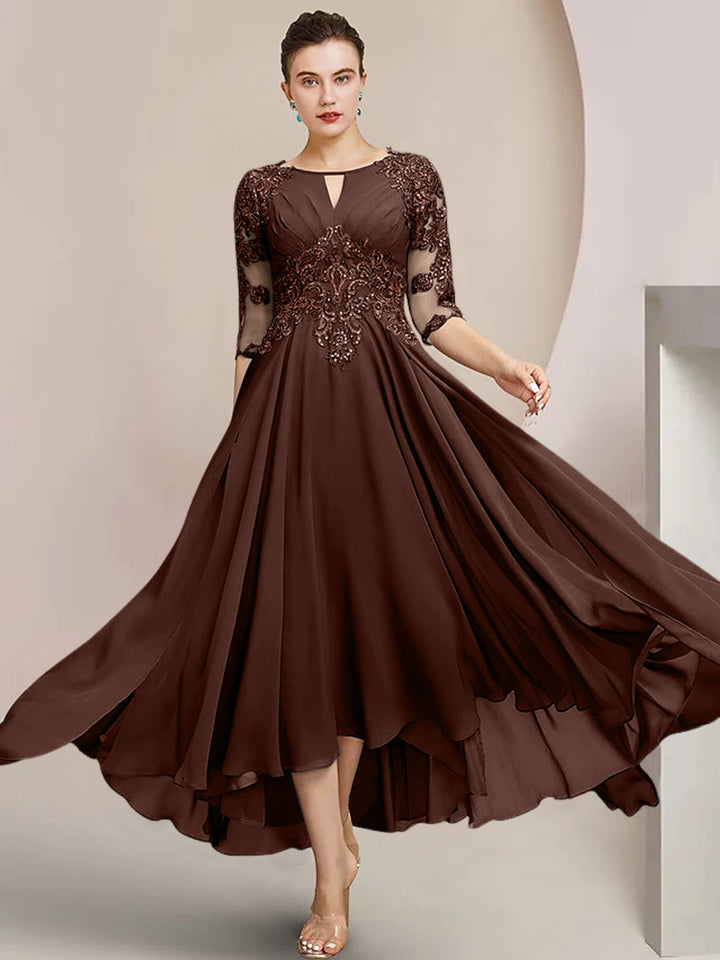 Scoop Neck Tea-Length A-Line Mother of the Bride Princess Dress Scoop Neck Tea-Length A-Line Mother of the Bride Princess Dress