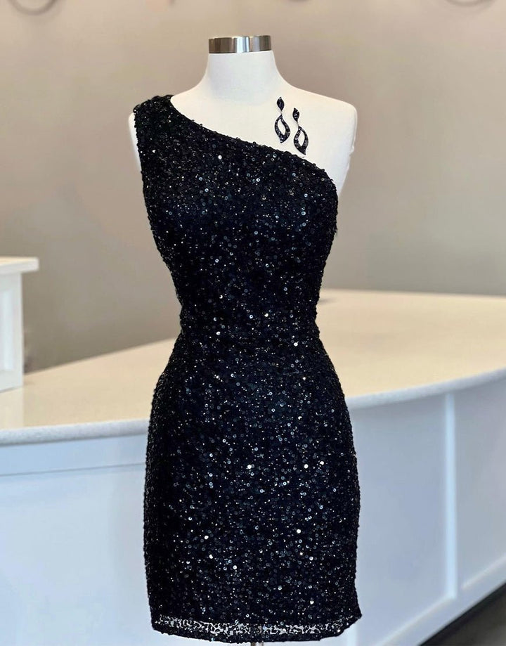 Koscy One Shoulder Tight Sky Blue Homecoming Dress