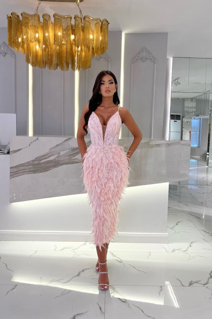 Sequins Short Pink Tassel Formal Dress Sleeveless Spaghetti Strap Sequins Short Pink Tassel Formal Dress Sleeveless Spaghetti Strap