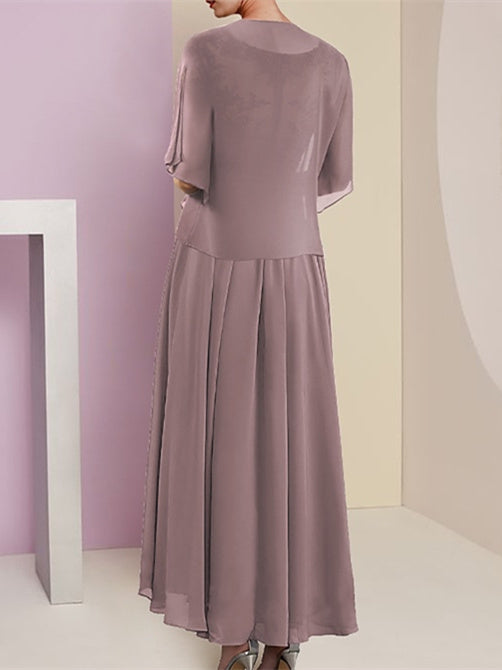 a line prom dress with pockets Short Sleeve A-Line Princess Jacket Dress for the Mother of the Bride
