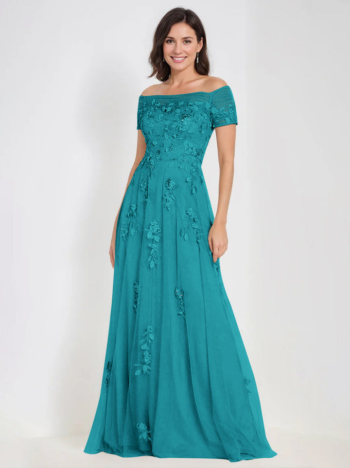 knee length dresses for ladies Sleeveless Off-The-Shoulder A-Line Dresses for Mother of The Bride & Groom with Appliques