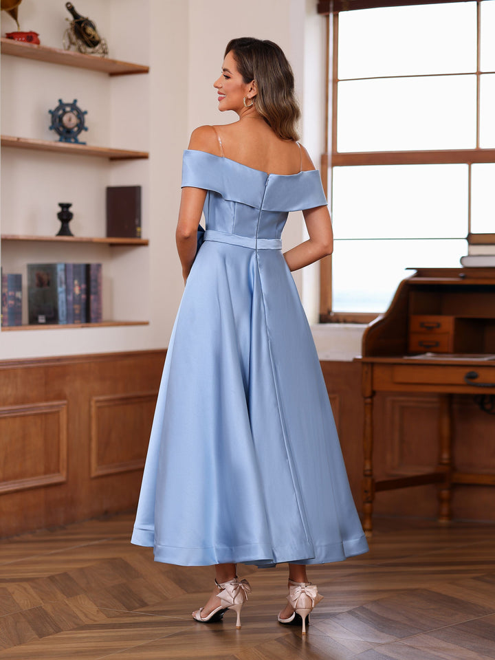 off the shoulder a line mother of the bride dress Zapaka Women Plum Taffeta Long Sleeves Mother of the Bride Dress with Pockets Off the Shoulder Ruched A Line Wedding Guest Dress, Navy / US12