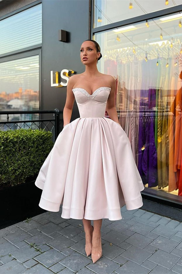 short formal dresses with pockets Sleeveless Short Evening Dress with Beading and Pockets