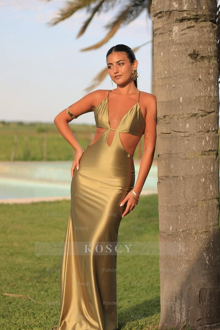 Spaghetti Strap Sleeveless Backless Mermaid Long Formal Dress Spaghetti Strap Sleeveless Backless Mermaid Long Formal Dress