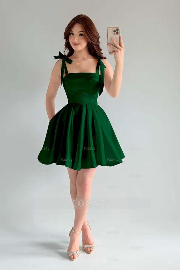 Spaghetti Strap Sleeveless Short A Line Formal Dress With Pleated Spaghetti Strap Sleeveless Short A Line Formal Dress With Pleated