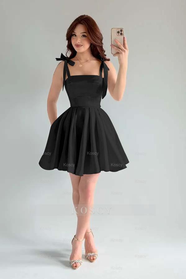Spaghetti Strap Sleeveless Short A Line Formal Dress With Pleated Spaghetti Strap Sleeveless Short A Line Formal Dress With Pleated