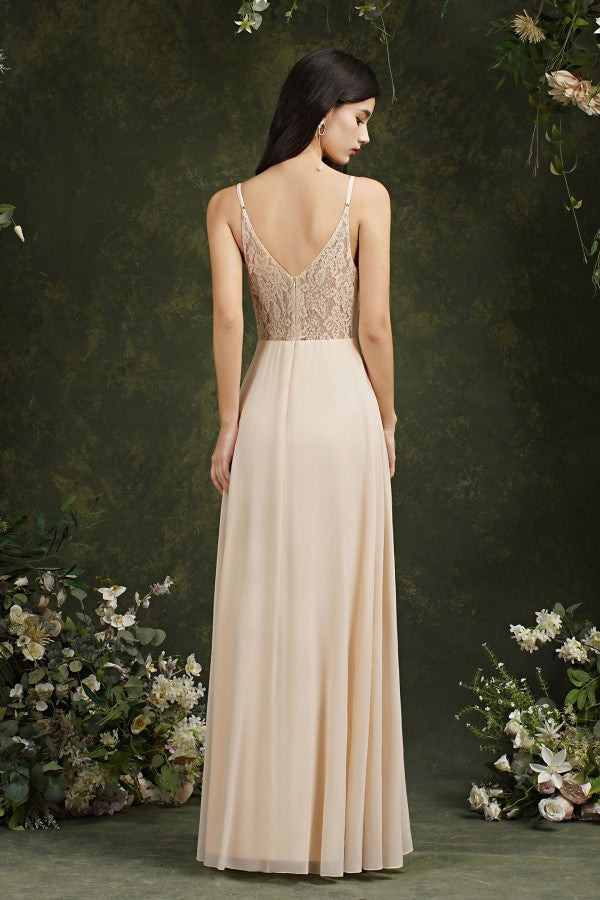 Spaghetti Strapes A Line Long Satin Floor Length Dress-koscy