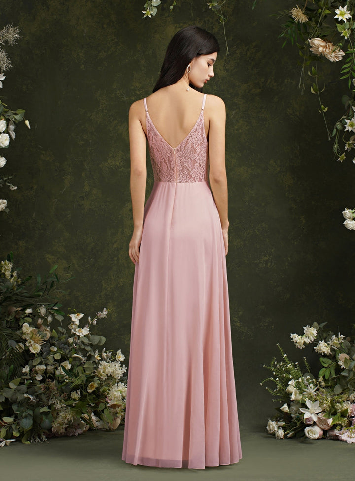Spaghetti Strapes A Line Long Satin Floor Length Dress-koscy