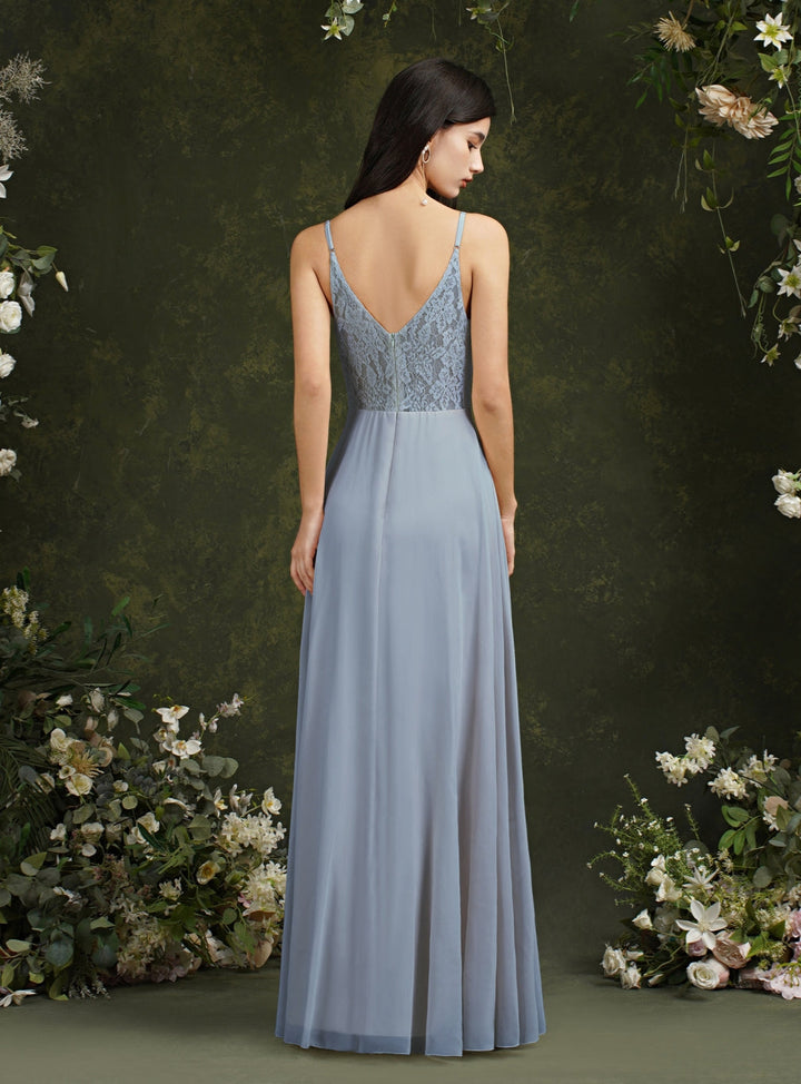 Spaghetti Strapes A Line Long Satin Floor Length Dress-koscy