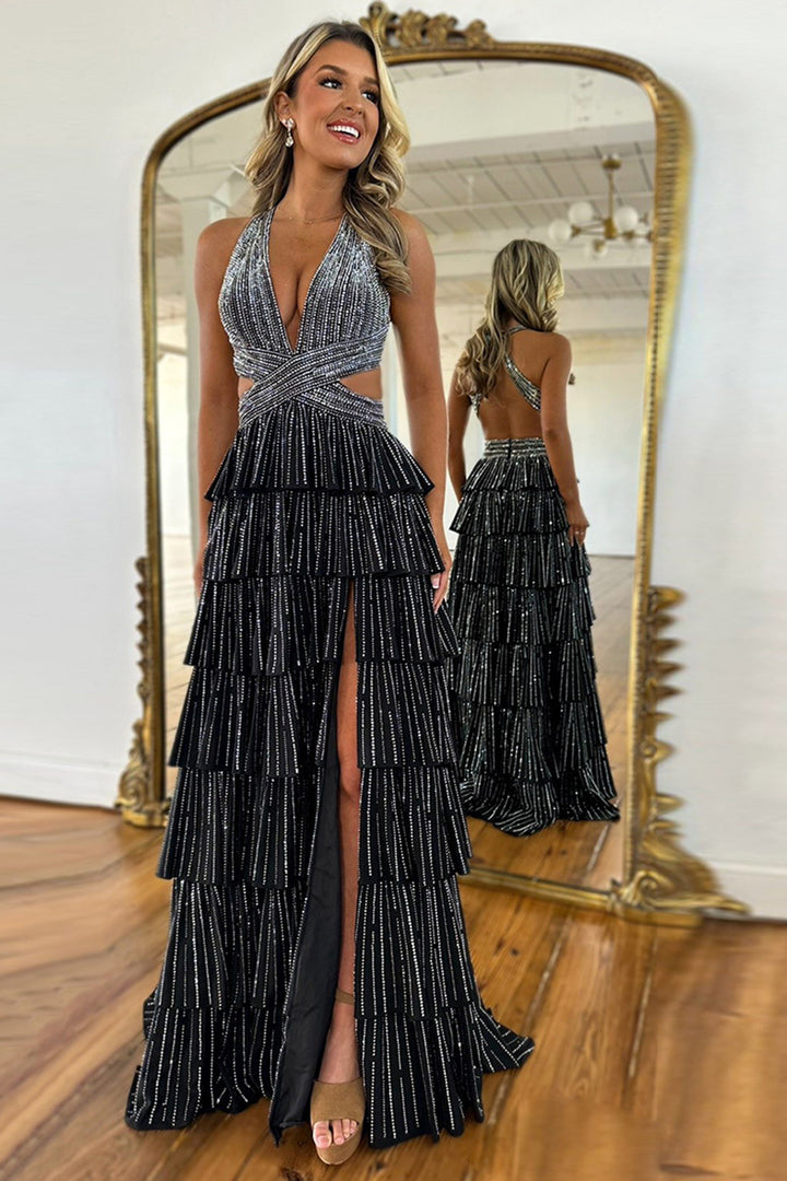 dark grey sparkly prom dress Dark Grey Open Back Mermaid Spaghetti Strap Sequins Long Prom Dresses,  MP182 – Musebridals