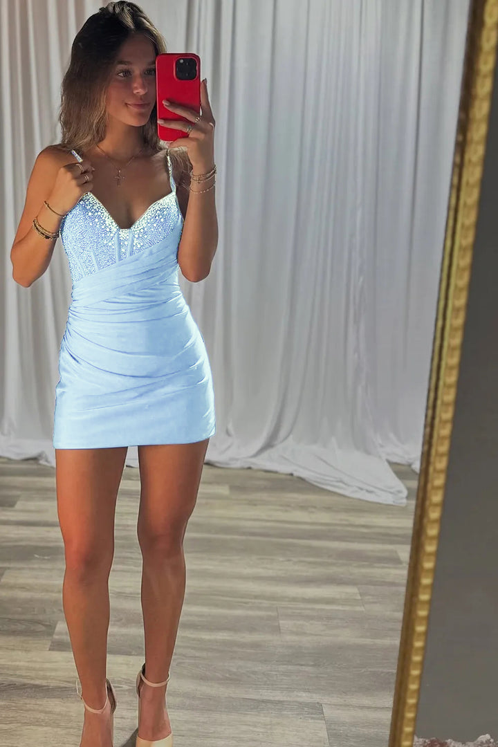 blue corset homecoming dress Floral Strapless Short Size 30 Lace Corset Homecoming Dresses Sweetheart
