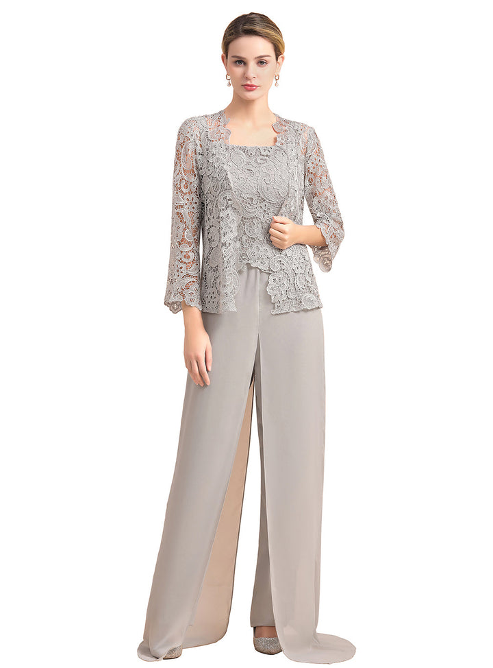 Square Straps Lace Chiffon Jumpsuit-koscy