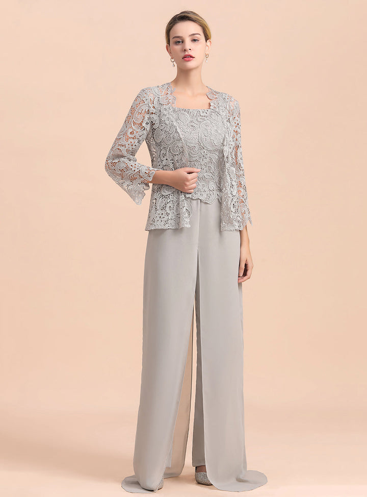 Square Straps Lace Chiffon Jumpsuit-koscy