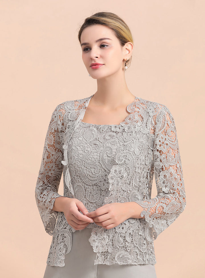 Square Straps Lace Chiffon Jumpsuit-koscy