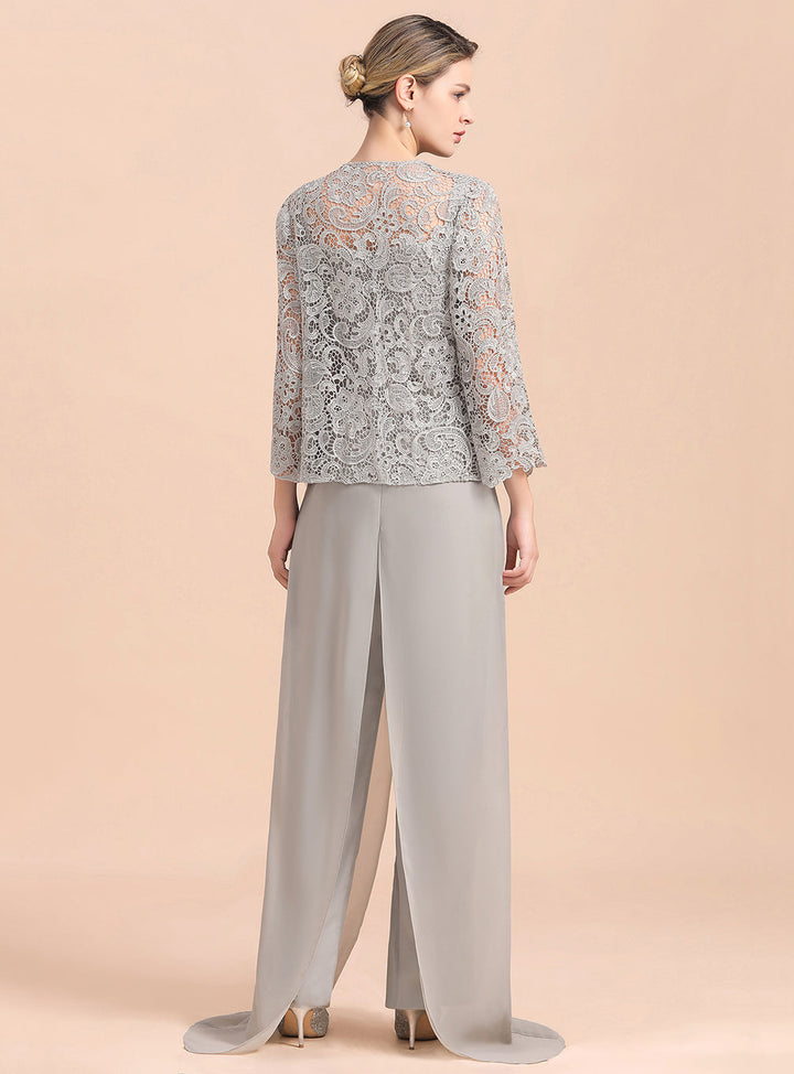 Square Straps Lace Chiffon Jumpsuit-koscy