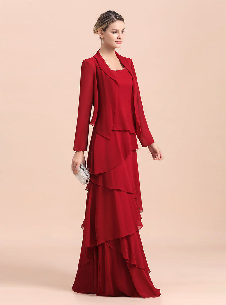 Square Straps Sleeveless Floor-Length Dress-koscy