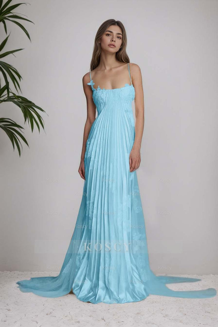 blue dress stain Sweetheart Long A-Line Stain Royal Blue Split Front Off-the-Shoulder S –  Newinlook main image 1