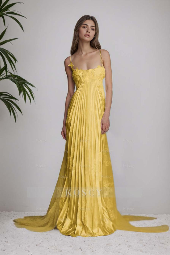 slim fit dress slacks Spaghetti Straps Gold Mermaid Sequin Sheath Long Prom Dresses With Side Slit main image 1