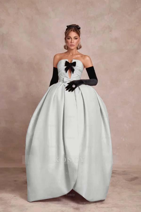 Strapless Sleeveless Long Ball Gown Formal Dress With Long Gloves Strapless Sleeveless Long Ball Gown Formal Dress With Long Gloves