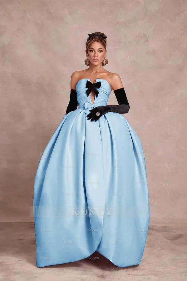 Strapless Sleeveless Long Ball Gown Formal Dress With Long Gloves Strapless Sleeveless Long Ball Gown Formal Dress With Long Gloves