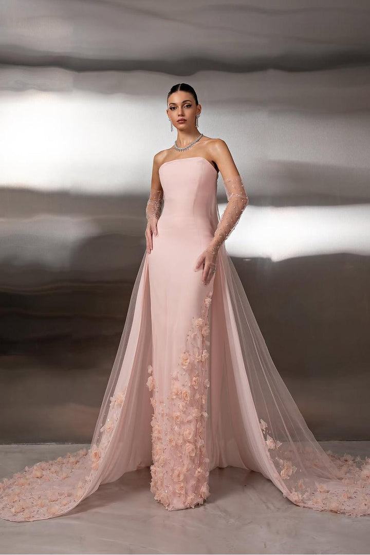 elegant dress with gloves Long Sweetheart Prom Dress with Gloves