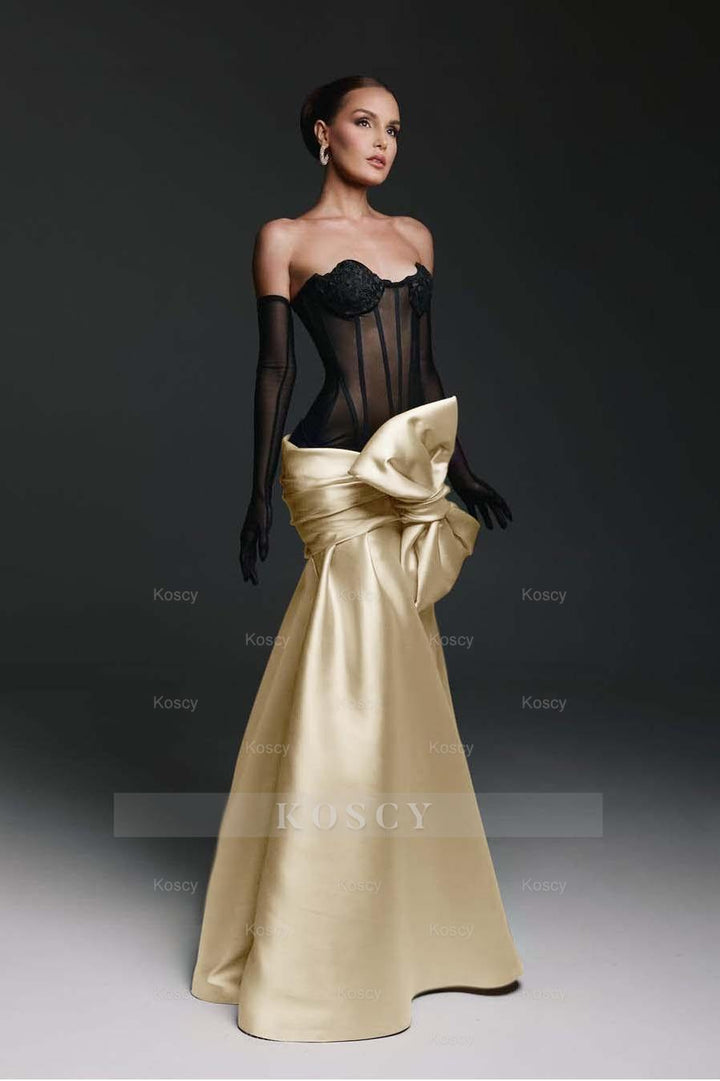 Strapless Sweetheart Sleeveless Long Mermaid Formal Dress With Gloves Strapless Sweetheart Sleeveless Long Mermaid Formal Dress With Gloves