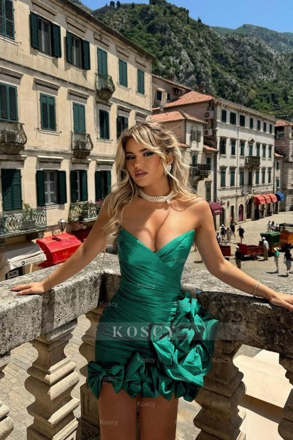 Strapless V Neck Sleeveless Short Formal Dress With Pleated Bowknot Strapless V Neck Sleeveless Short Formal Dress With Pleated Bowknot