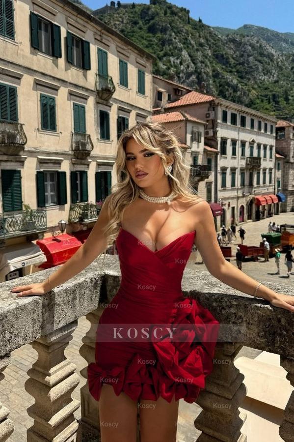 Strapless V Neck Sleeveless Short Formal Dress With Pleated Bowknot Strapless V Neck Sleeveless Short Formal Dress With Pleated Bowknot