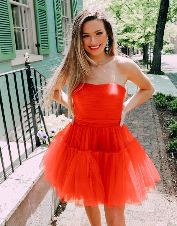 Koscy A line Strapless Tulle Homecoming Dress