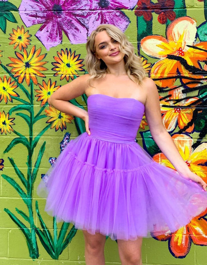 Koscy A line Strapless Tulle Homecoming Dress