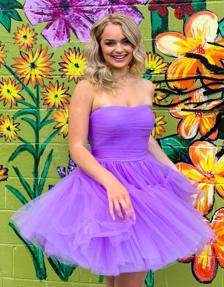 Koscy A line Strapless Tulle Homecoming Dress