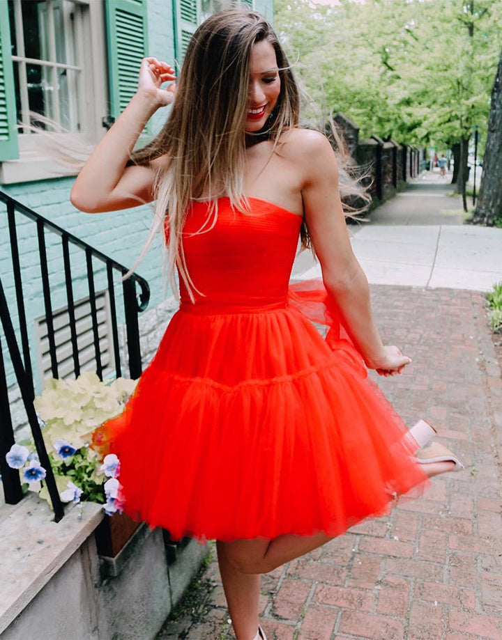 Koscy A line Strapless Tulle Homecoming Dress