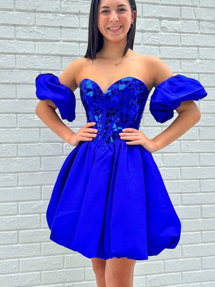 Koscy A Line Off the Shoulder Short Homecoming Dress