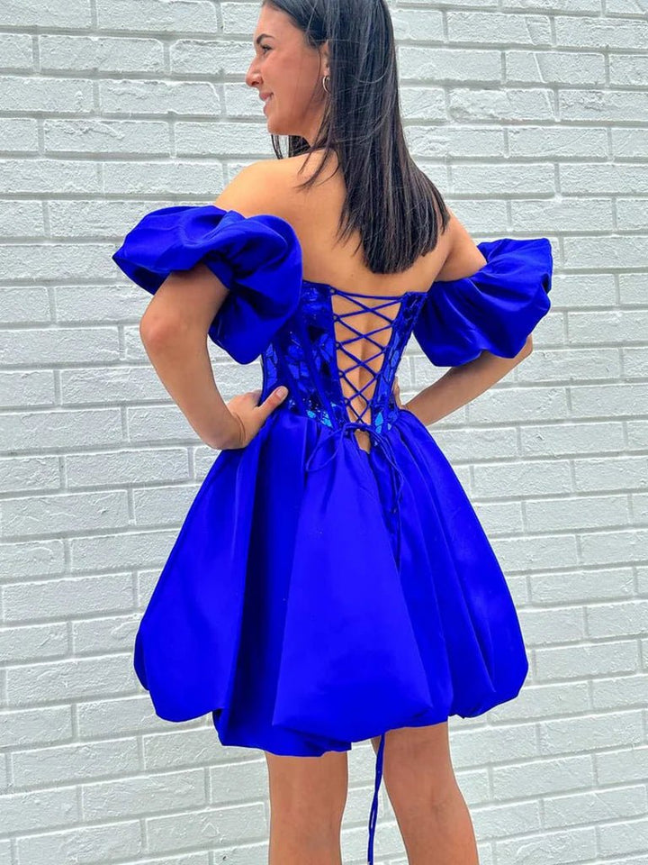 Koscy A Line Off the Shoulder Short Homecoming Dress
