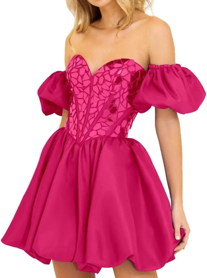 Koscy A Line Off the Shoulder Short Homecoming Dress