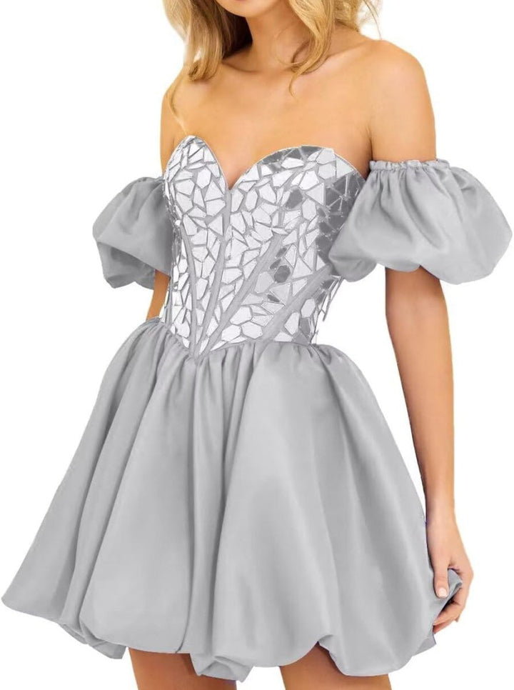 Koscy A Line Off the Shoulder Short Homecoming Dress