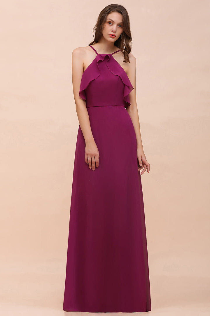 bridesmaid dresses mulberry Stylish Spaghetti Straps Chiffon with Ruffles Category:CHRISTMAS DRESSES intent choice for brides Slip On White Heels Color:Puebla Azul