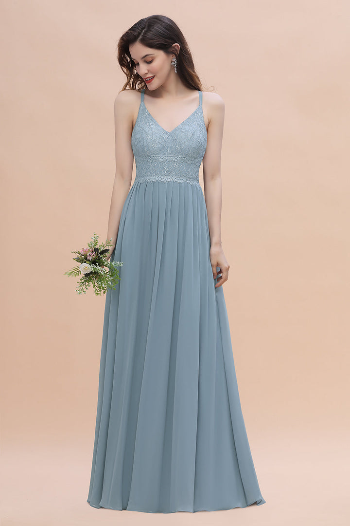 lace dusty blue bridesmaid dresses Wedtrend Women Dusty Blue Halter Neck Open Back Ruched Long Chiffon Bridesmaid Dress Party Dress, Dusty Blue / US16W