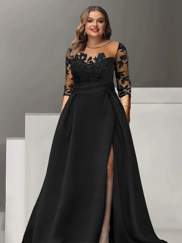 Sweetheart A-Line Princess Floor-Length Plus Size Mother of the Bride Dress with 3/4 Sweetheart A-Line Princess Floor-Length Plus Size Mother of the Bride Dress with 3/4