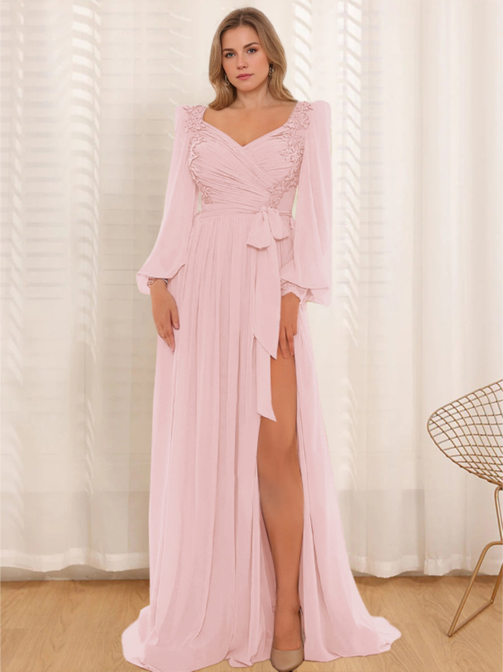 strapless open back dress Lavetir A-Line/Princess Sweetheart Straps Corset Ruched Formal Dresses with  Split Side 12010925