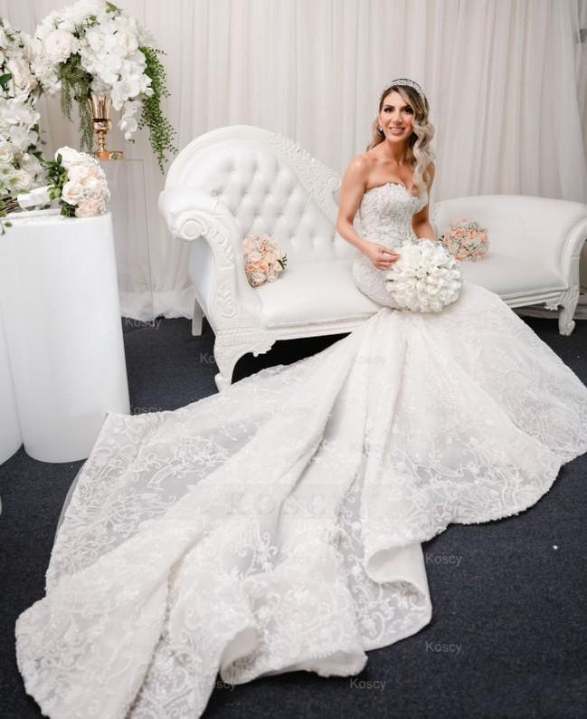 Sweetheart Backless Lace Mermaid Wedding Dress