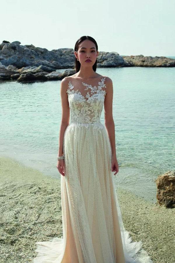 chiffon beach wedding dress Chiffon Beach Wedding Dresses,Romantic Bridal Dress,Sweetheart Wedding Dress,WD00309, US20W / Ivory