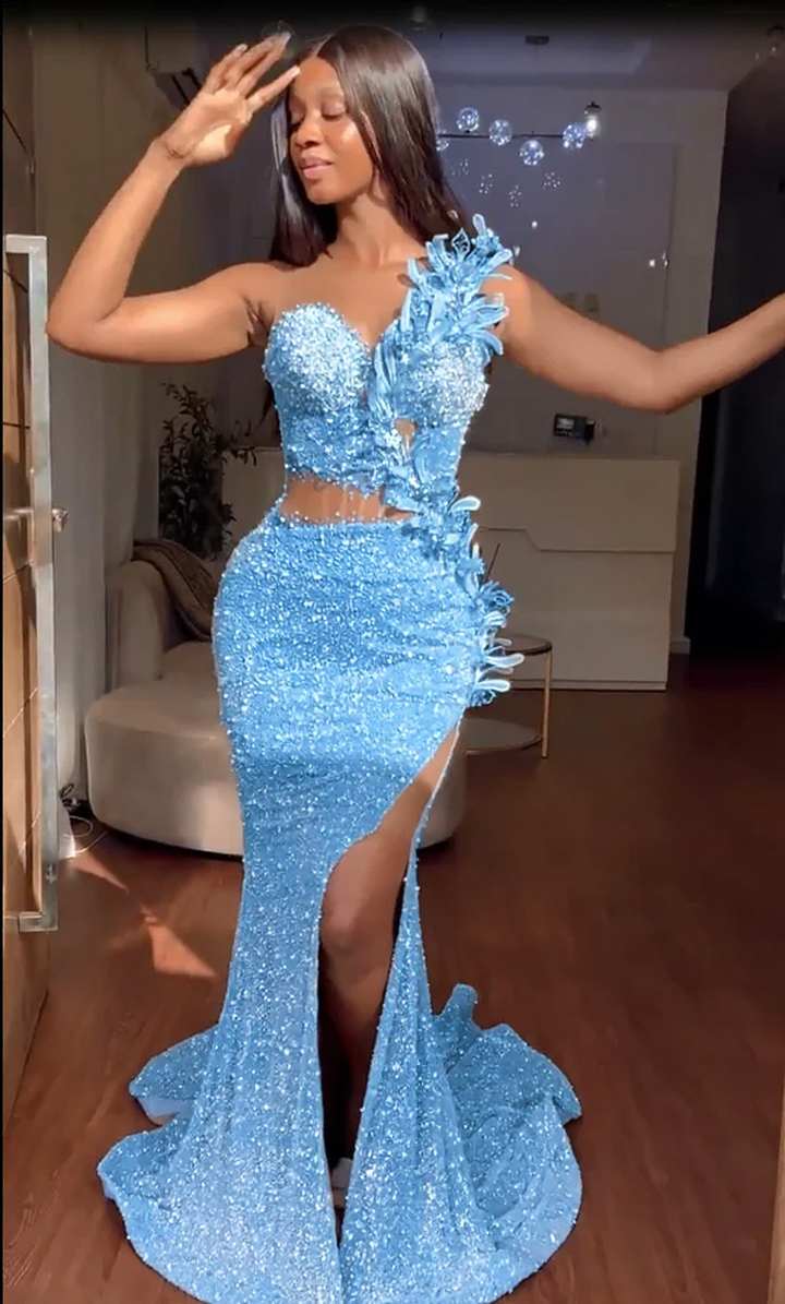 Sweetheart Mermaid Sequins Formal Dresses Long With Slit Sweetheart Mermaid Sequins Formal Dresses Long With Slit