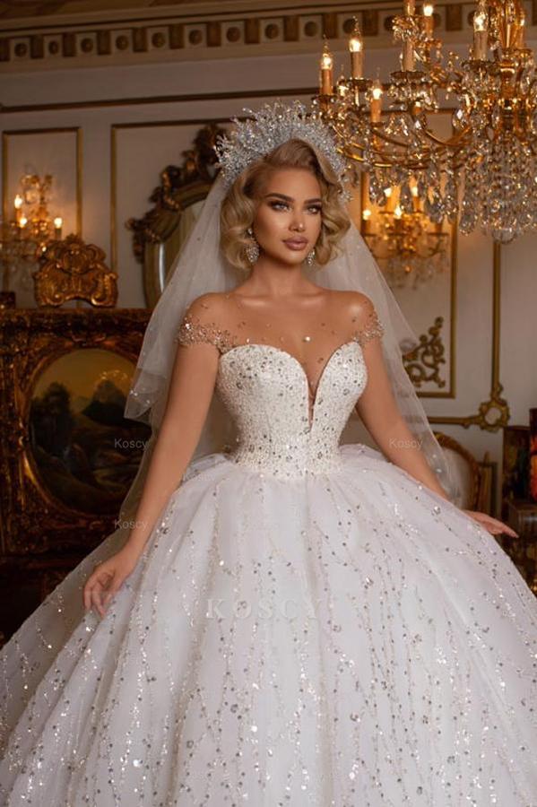 sweetheart off the shoulder ball gown wedding dress Sweetheart Off Shoulder Floor Length Lace Ball Gown Wedding Dress with