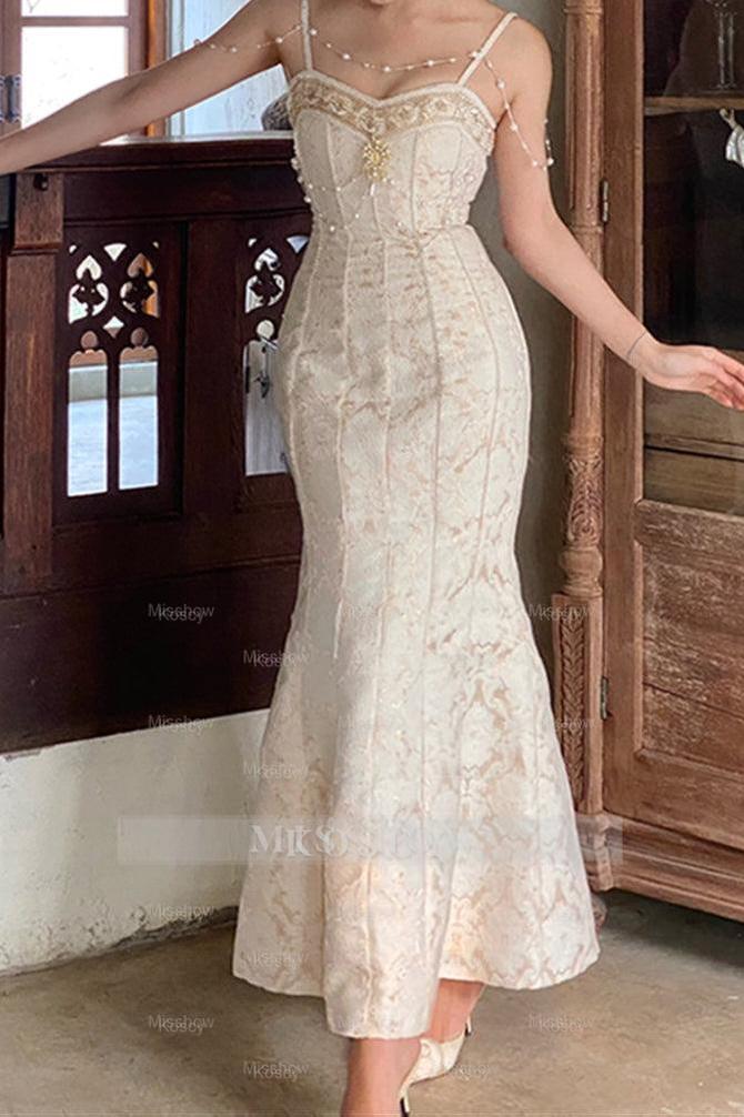 knee length dresses for ladies Long Satin Sleeveless Strapless Mermaid Evening Prom Dress with Split