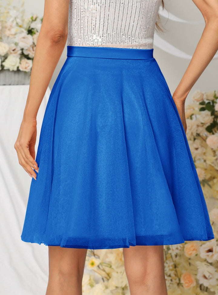 Tulle Knee Length Dress Layered Tulle Skirt for Party-koscy