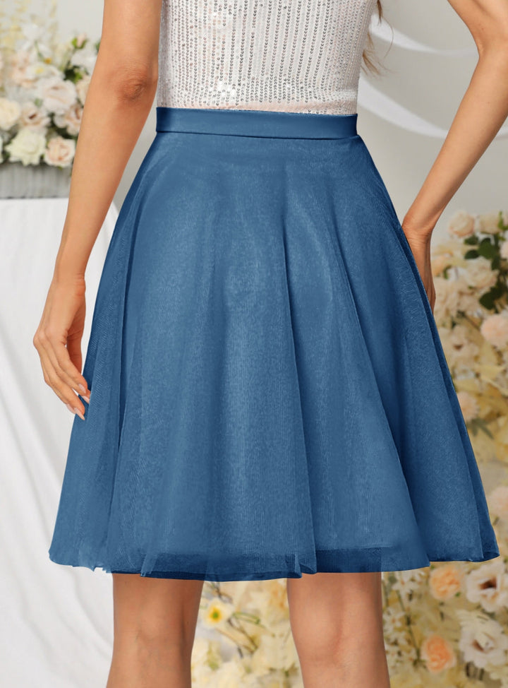 Tulle Knee Length Dress Layered Tulle Skirt for Party-koscy