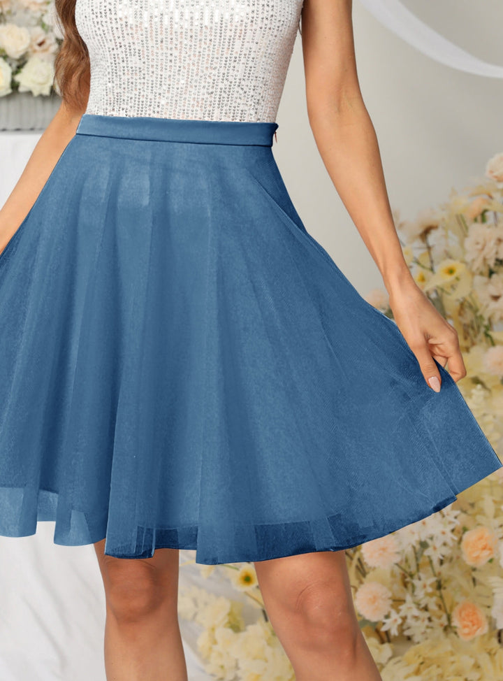 Tulle Knee Length Dress Layered Tulle Skirt for Party-koscy