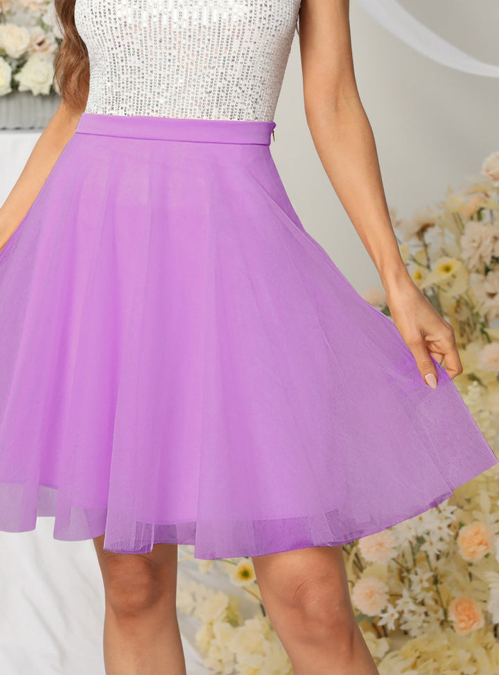 Tulle Knee Length Dress Layered Tulle Skirt for Party-koscy